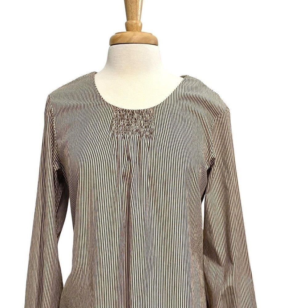 Erica Tanov Stripe Long Sleeve Popover Dress Modern Minimalist size 10/12 - Picture 3 of 9